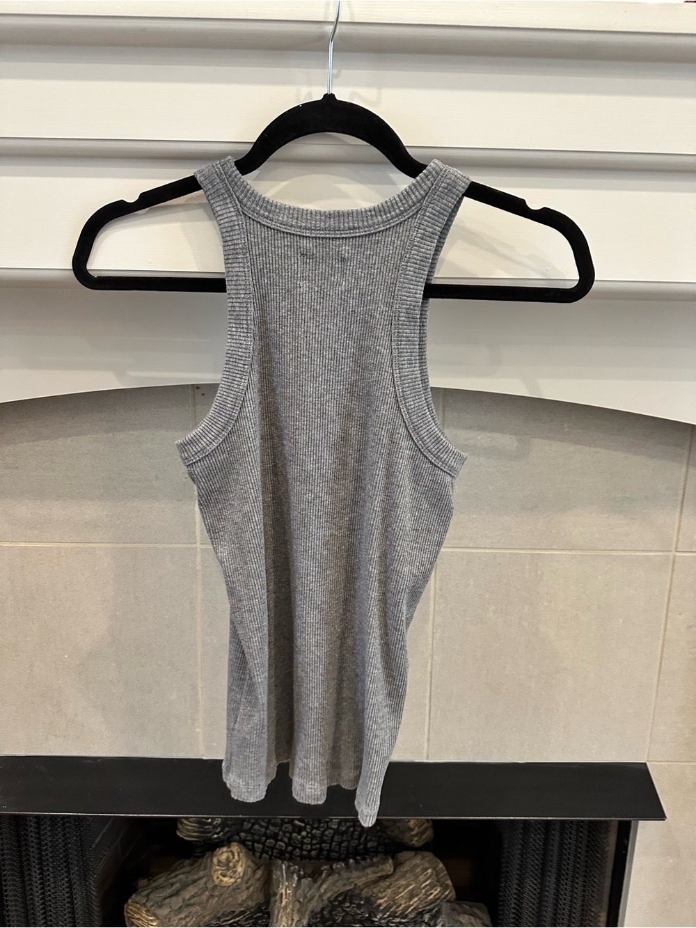 WSLY Light Grey Ribbed Racerback Tank Top - Picture 2 of 3